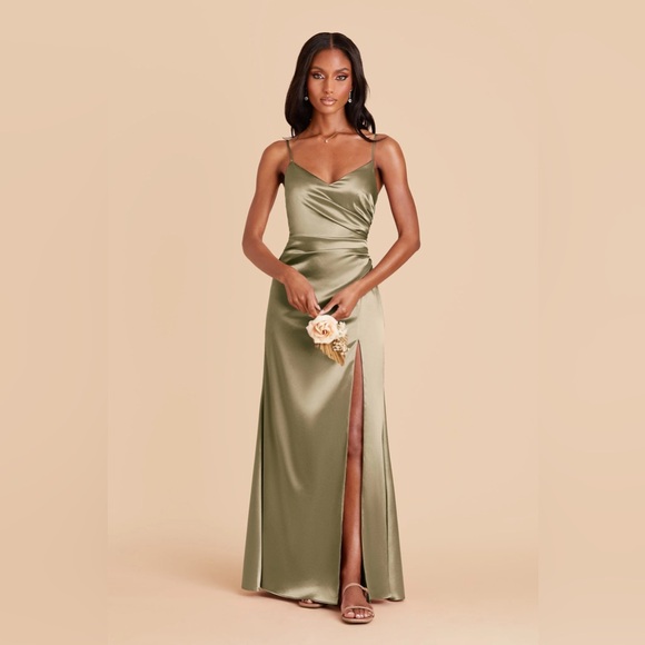 Birdy Grey Dresses & Skirts - Birdy Grey Catherine Dress Shiny Satin Moss Green